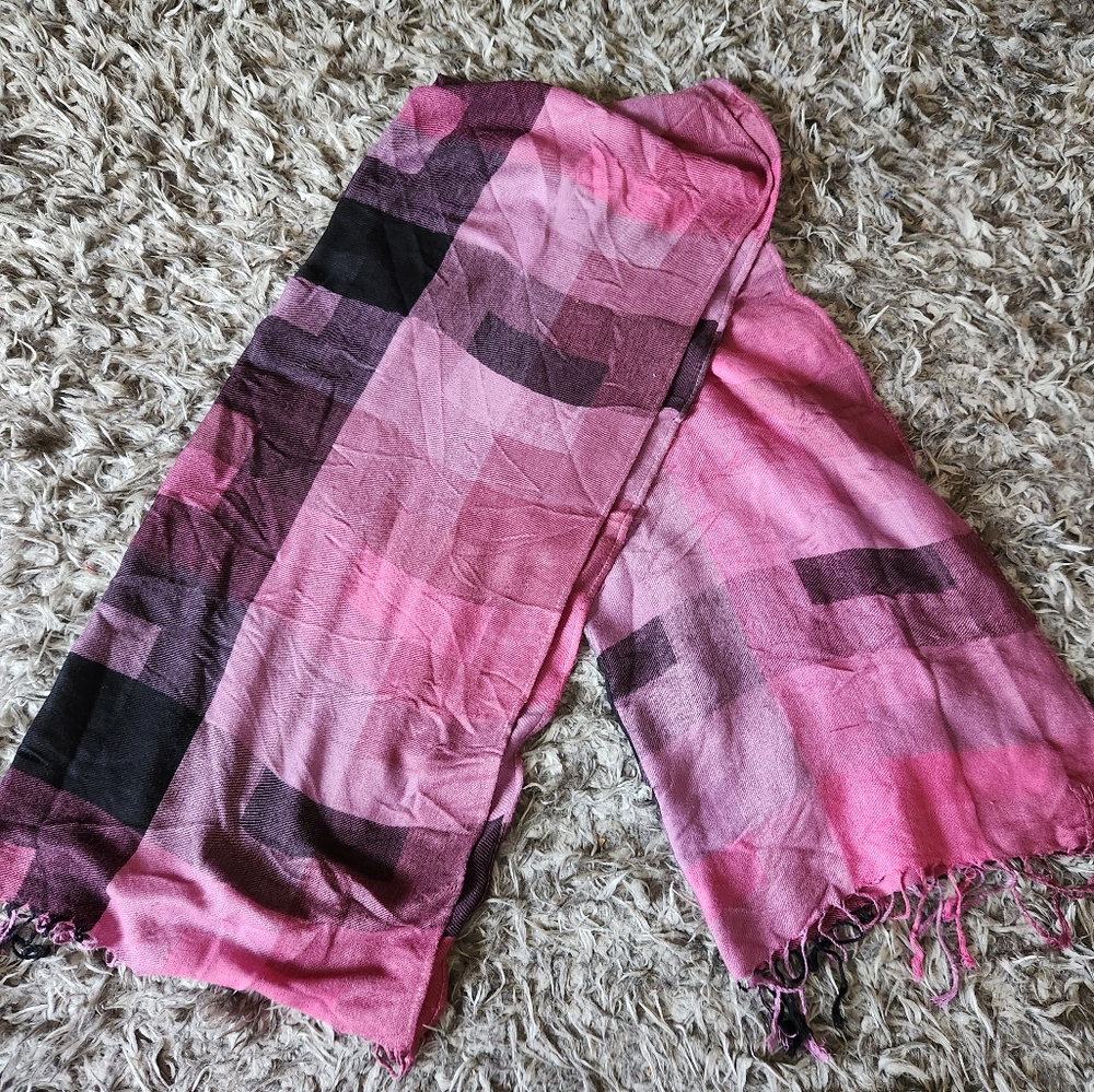 Pink and black scarf
